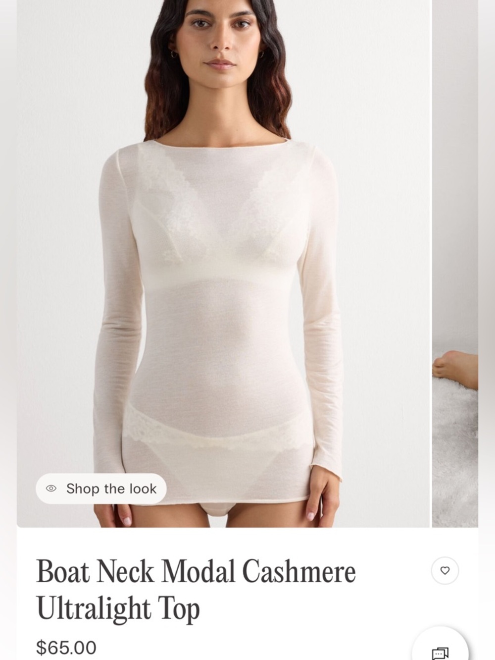 Intimissimi Boat Neck Modal Cashmere Ultralight Top